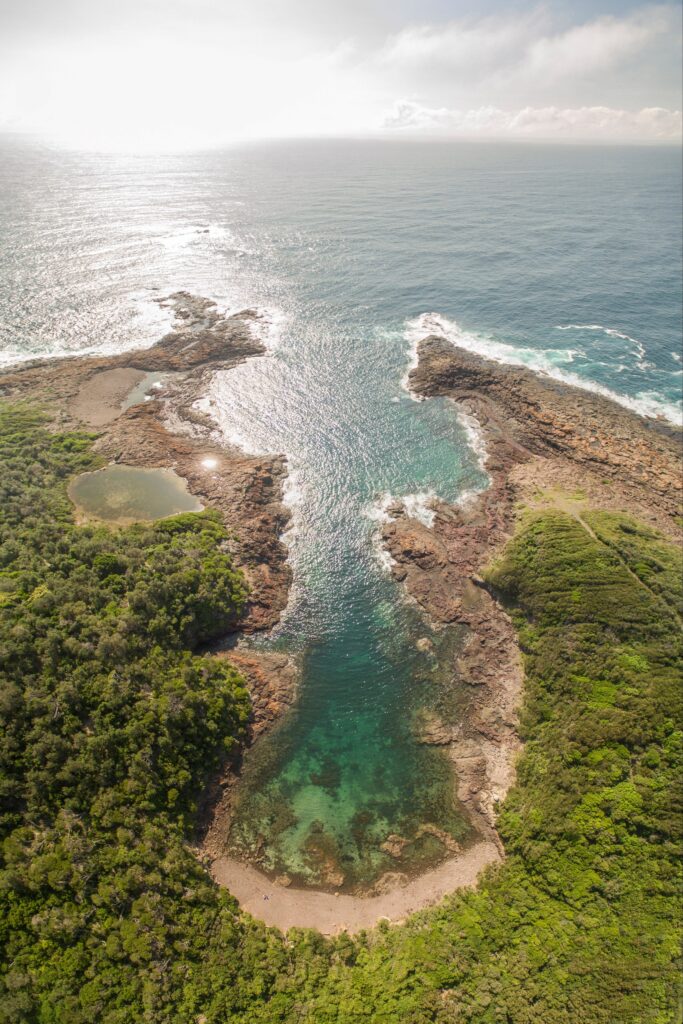 Aerial of Bushrangers Bay, Bass Point Reserve  in Shellharbour