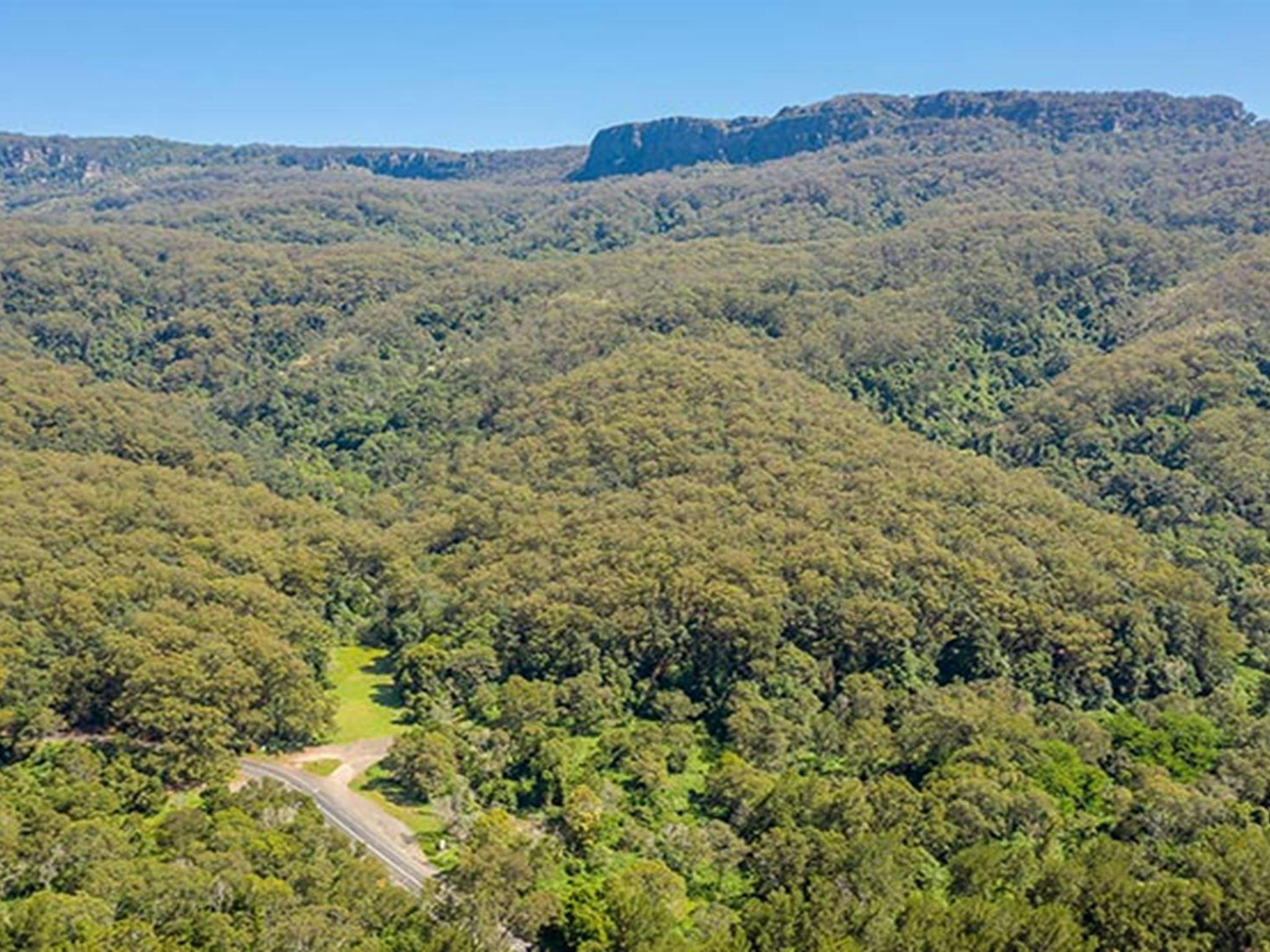 Aerial view of Cascades picnic area, Macquarie Pass National Park. Photo: John Spencer ©DPIE